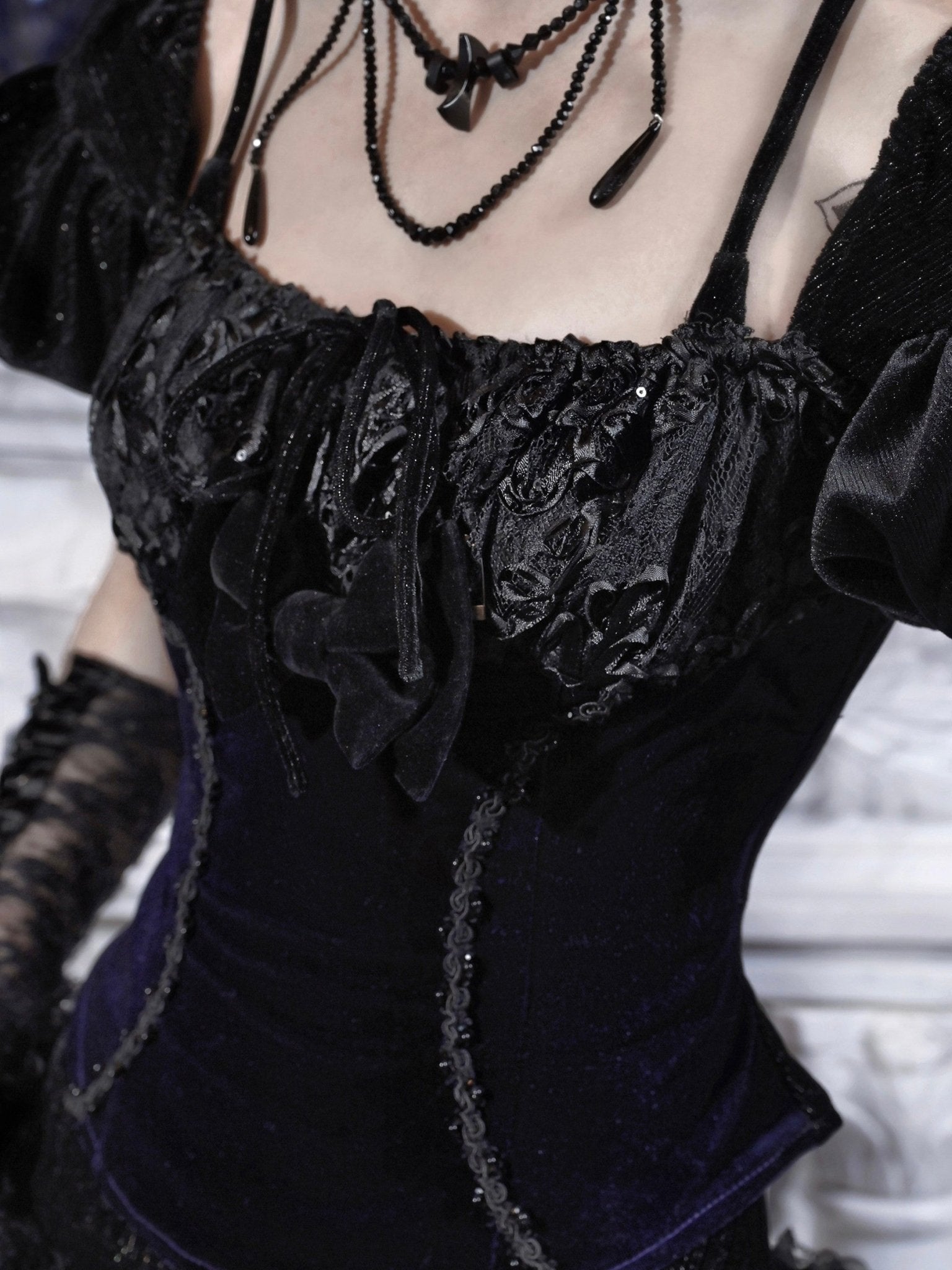 Mourning Day Gothic Top & Shorts Set - LolitaEra