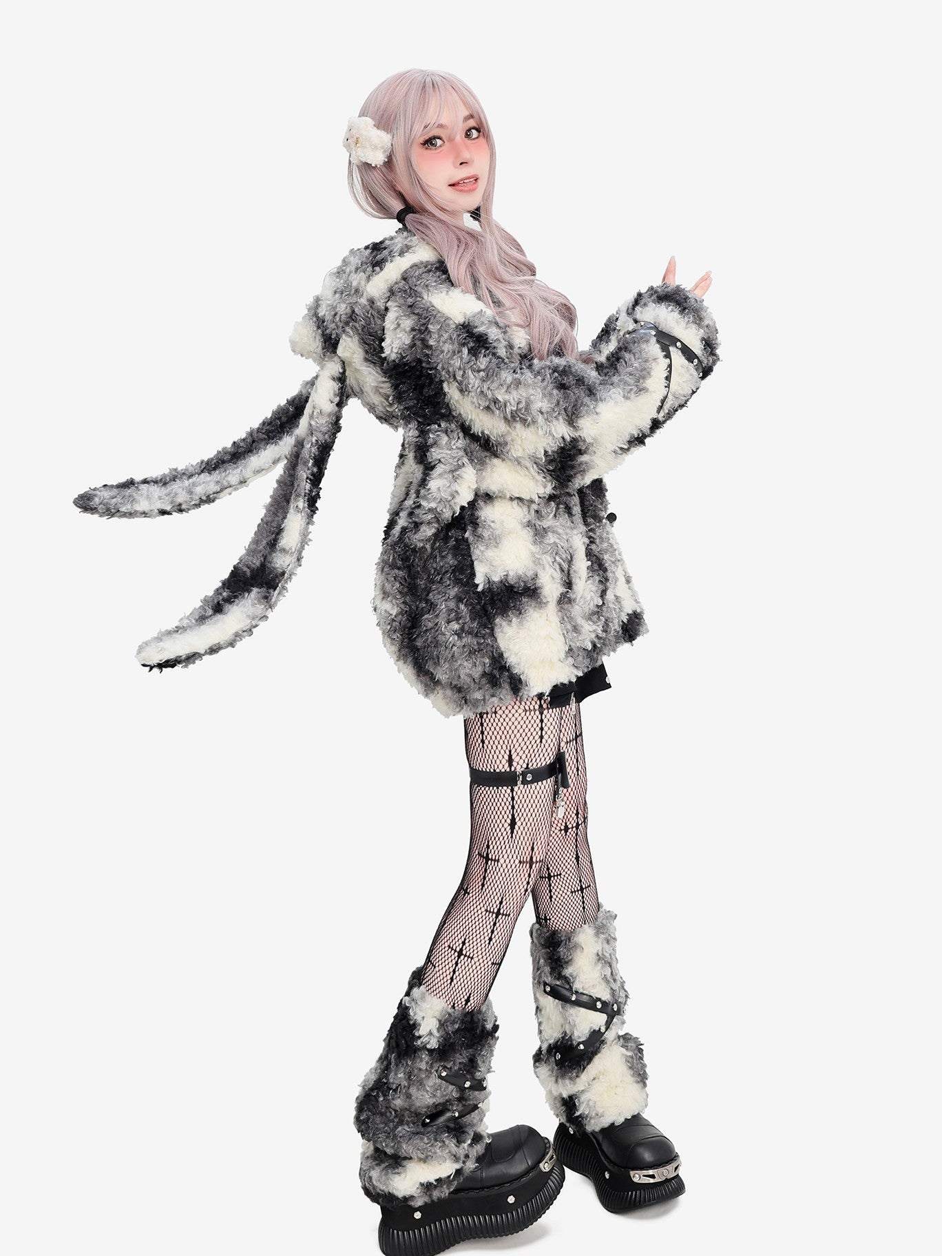 Mystery Rabbit Tribe Faux Rabbit Fur Plush Coat - LolitaEraBlack TopSMystery Rabbit Tribe Faux Rabbit Fur Plush Coat