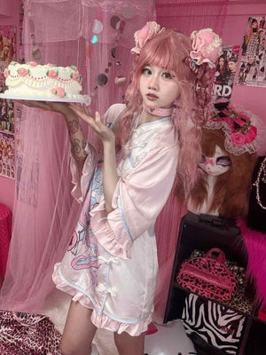 Neo - Chinese Anime Subculture Sweet & Edgy Qipao Dress - LolitaEraWhite ShortsSNeo - Chinese Anime Subculture Sweet & Edgy Qipao Dress