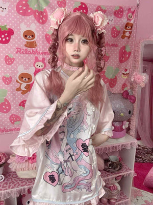 Neo - Chinese Anime Subculture Sweet & Edgy Qipao Dress - LolitaEraWhite ShortsSNeo - Chinese Anime Subculture Sweet & Edgy Qipao Dress