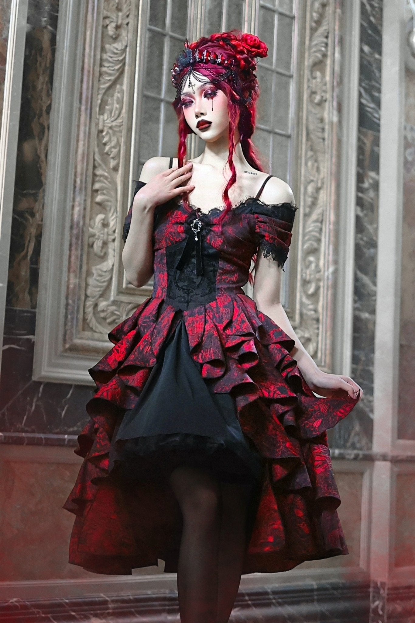 Nether Feast Gothic Wavy Dress - LolitaEra