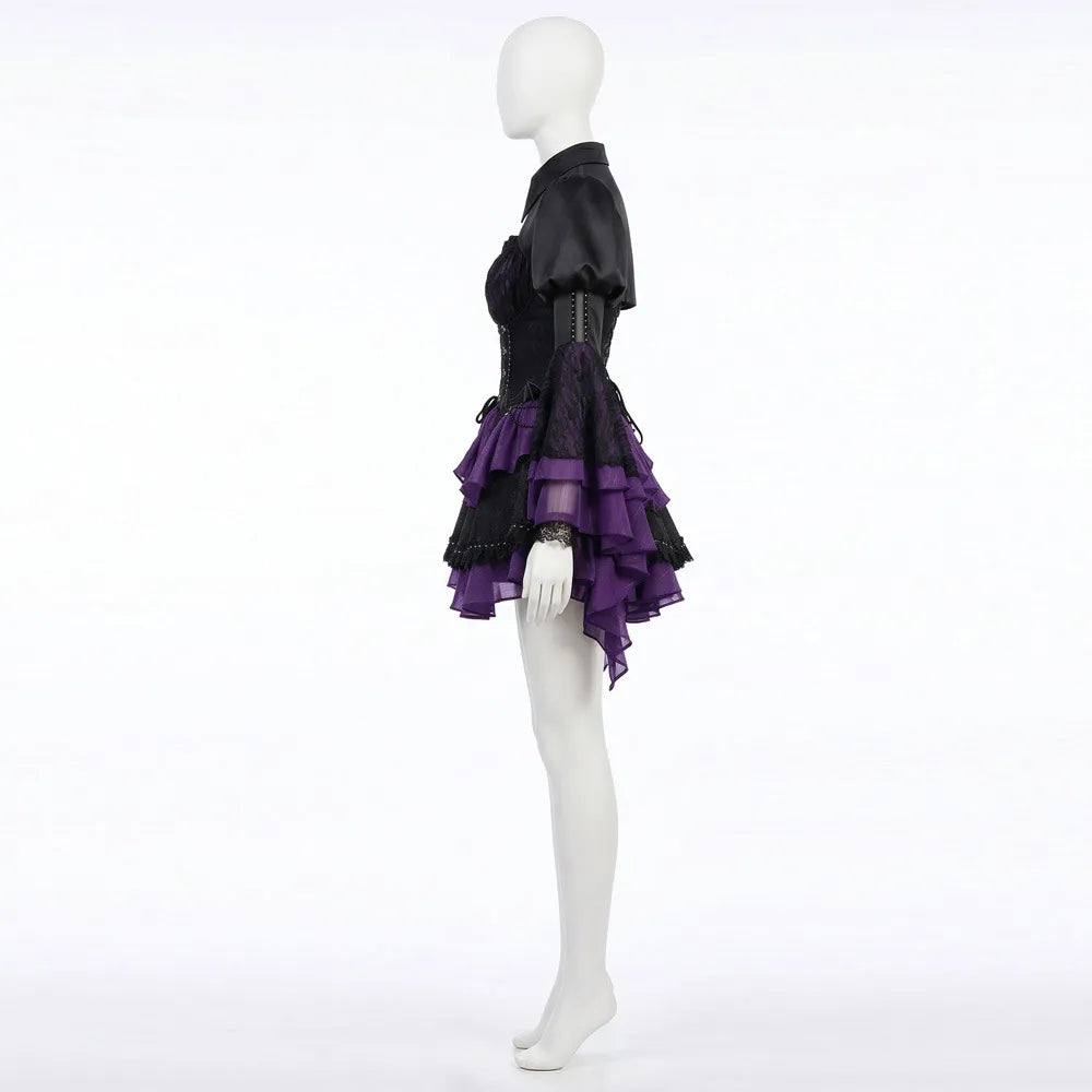 New Monster High Elissabat Cosplay Costume Vampire Punk Gothic Style Short Skirt Halloween Cosplay