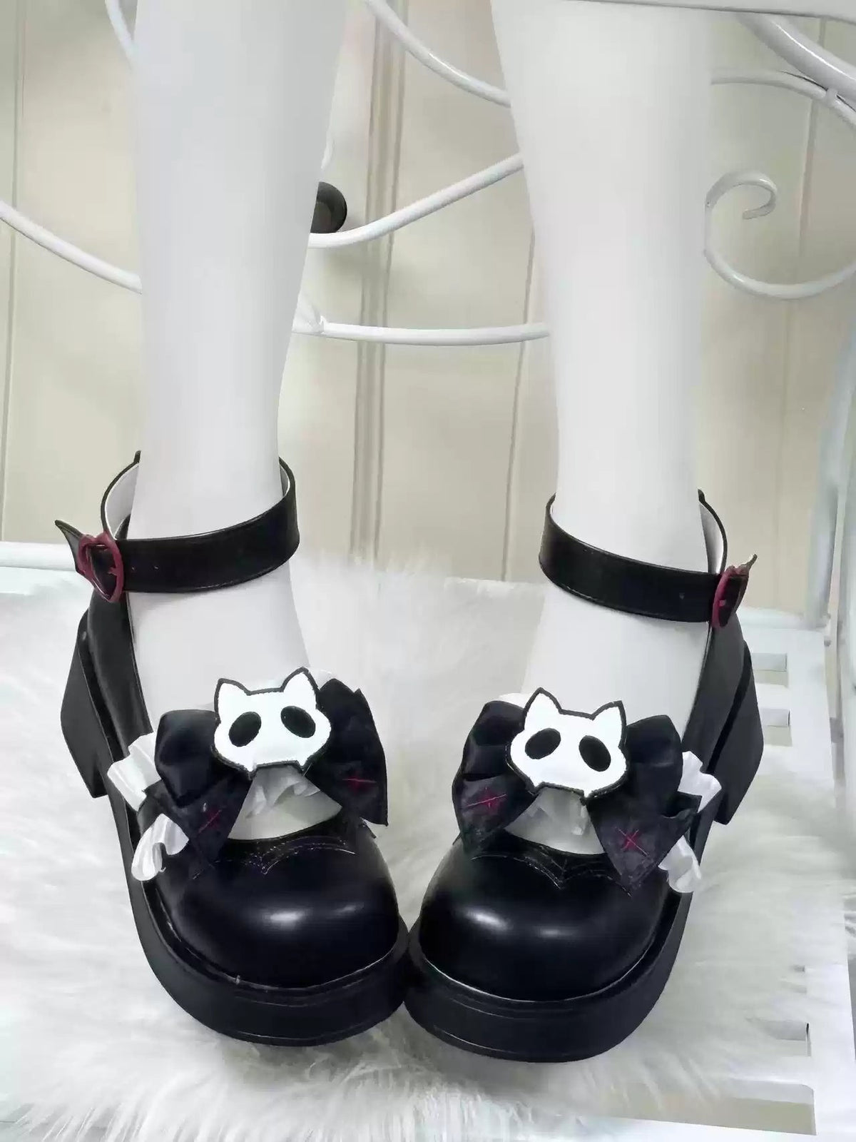 Night Cat Skull Original Alternative Subculture Platform Shoes - LolitaEra