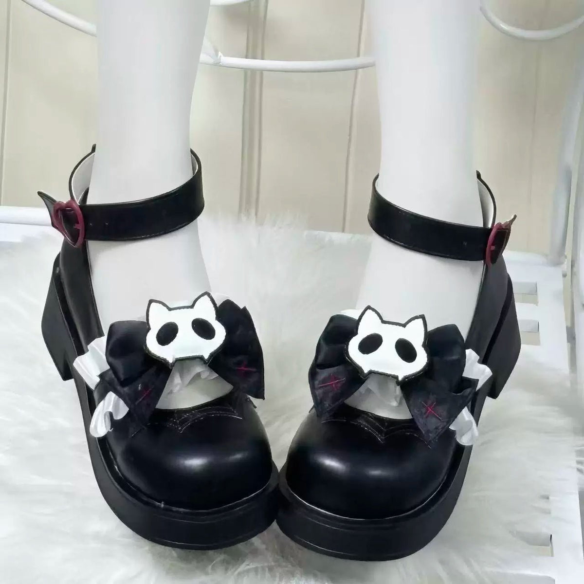 Night Cat Skull Original Alternative Subculture Platform Shoes - LolitaEra