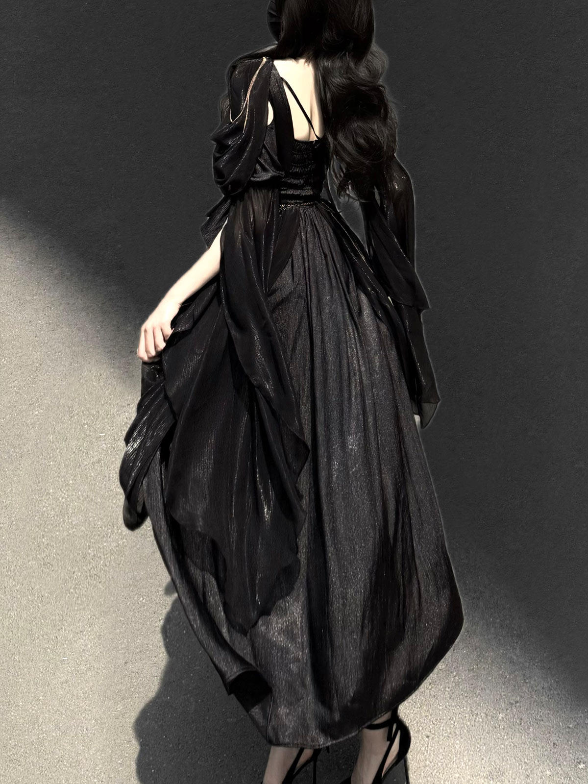Night Envoy Gothic Black Grecian Dress 1331 - LolitaEraBlackSNight Envoy Gothic Black Grecian Dress 1331