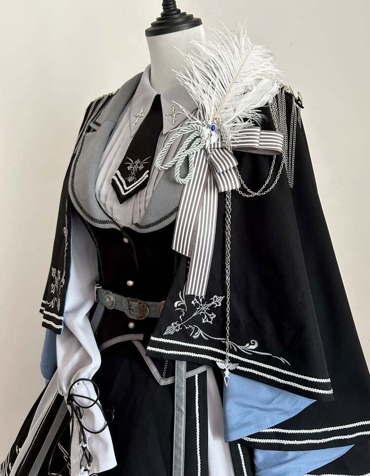 Night Pact Blue Military Lolita OP Dress - LolitaEraFeather BadgeSNight Pact Blue Military Lolita OP Dress