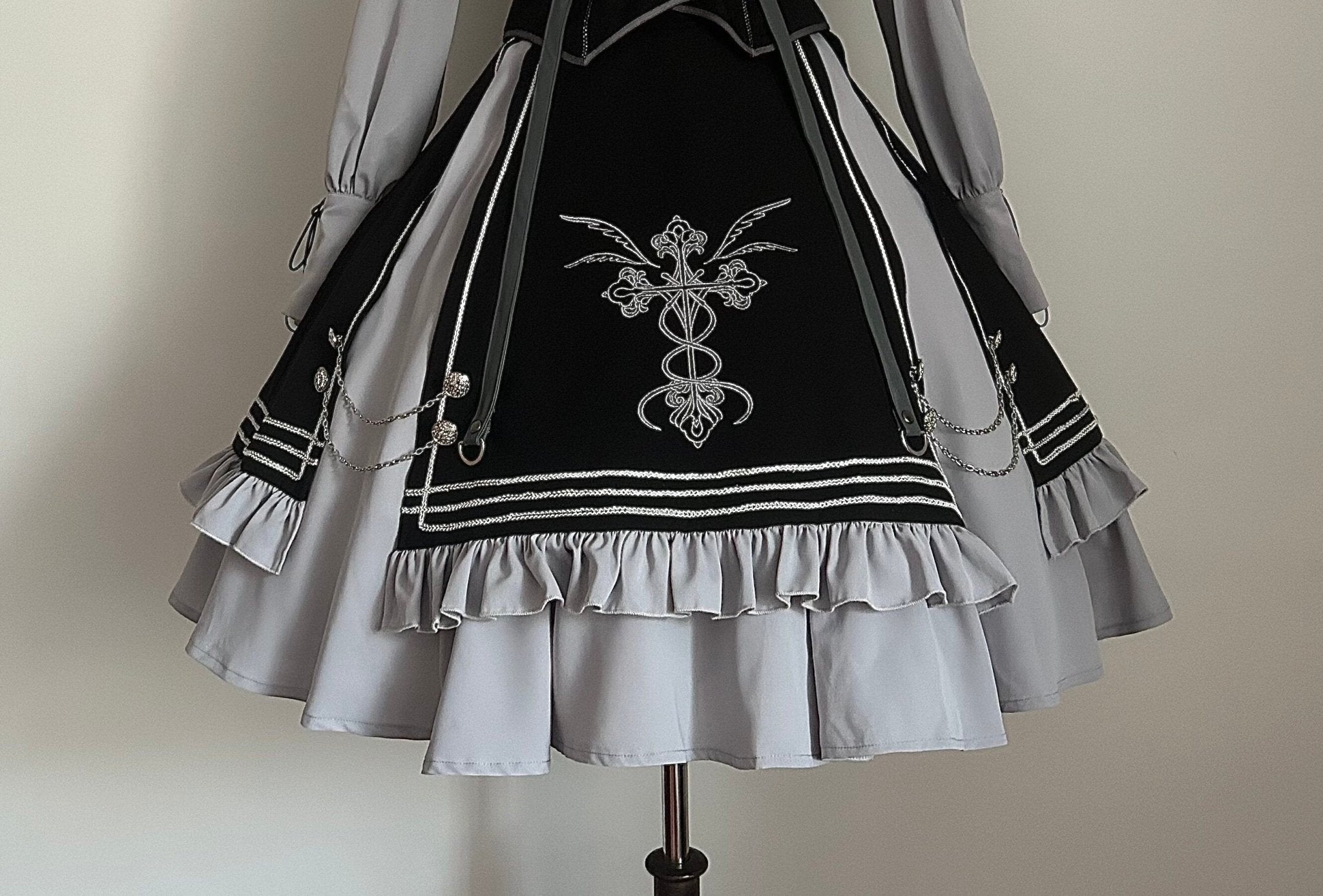 Night Pact Blue Military Lolita OP Dress - LolitaEraSK SkirtSNight Pact Blue Military Lolita OP Dress