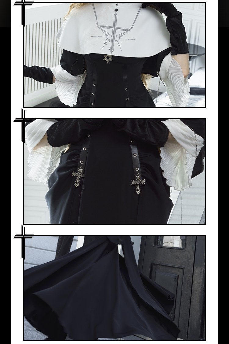Nightfall Chapel Nun Classic Lolita OP Set 1223 - LolitaEraBlack OPSNightfall Chapel Nun Classic Lolita OP Set 1223