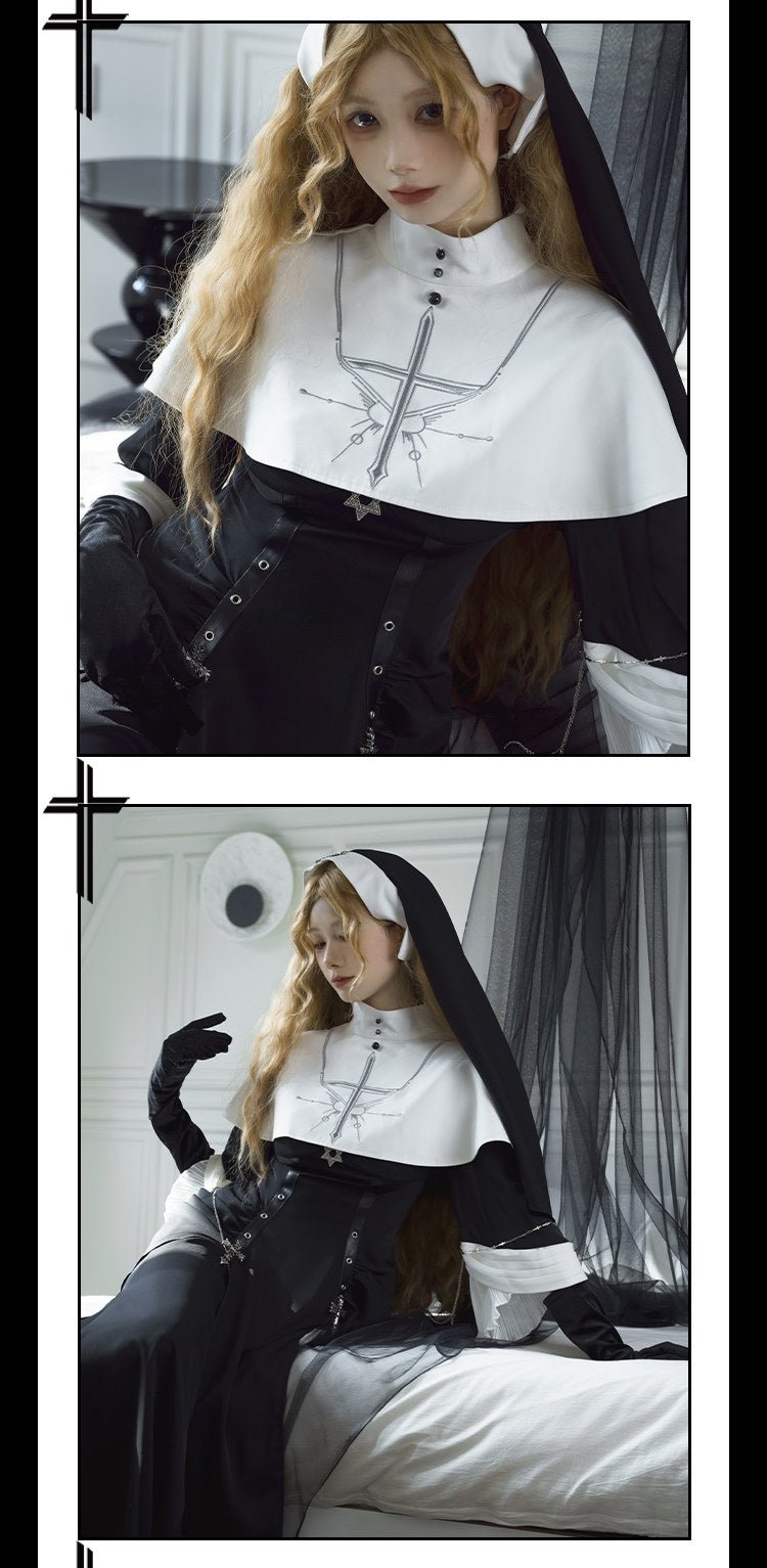 Nightfall Chapel Nun Classic Lolita OP Set 1223 - LolitaEraBlack OPSNightfall Chapel Nun Classic Lolita OP Set 1223