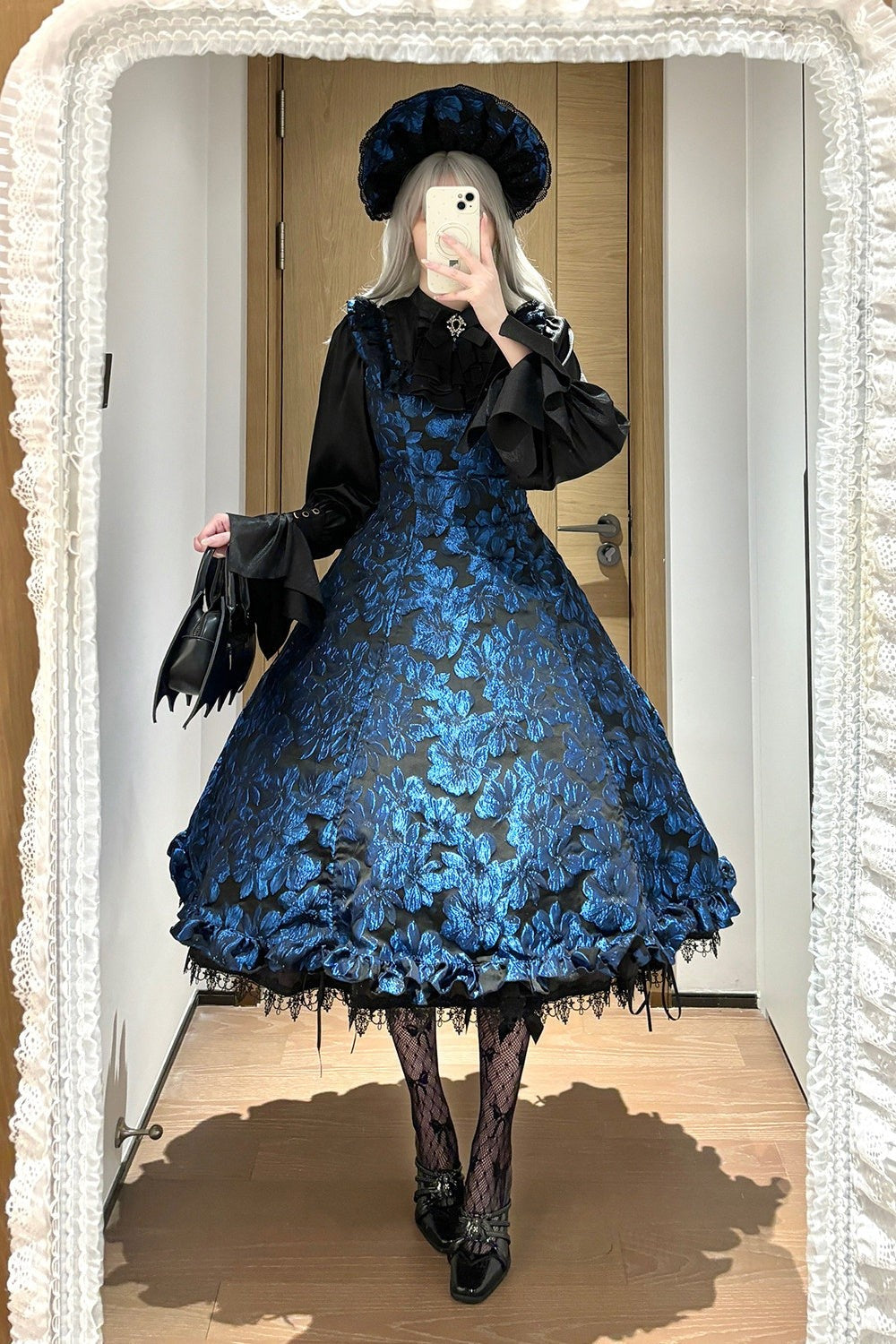 Nocturnal Lily Gothic Polka‑dot Lolita JSK - LolitaEra