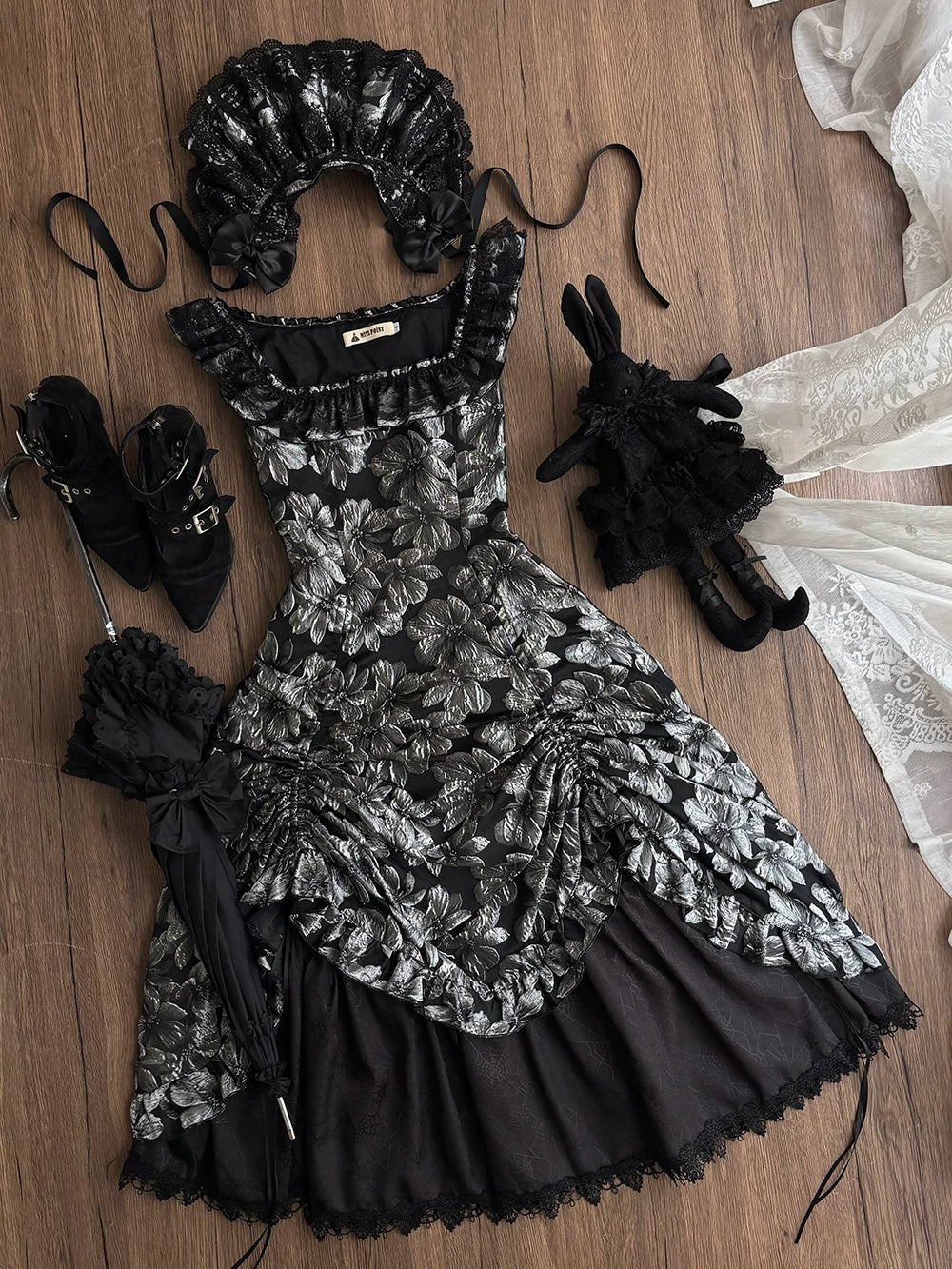 Nocturnal Lily Gothic Polka‑dot Lolita JSK - LolitaEra