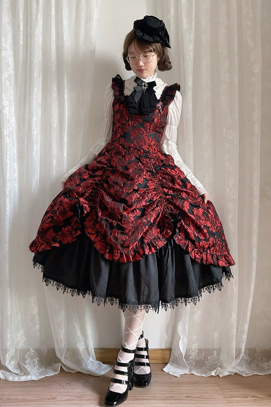 Nocturnal Lily Gothic Polka‑dot Lolita JSK - LolitaEra