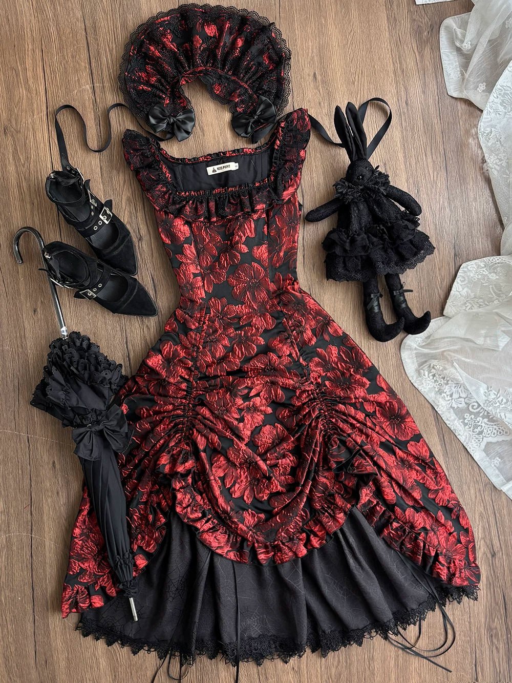 Nocturnal Lily Gothic Polka‑dot Lolita JSK - LolitaEra
