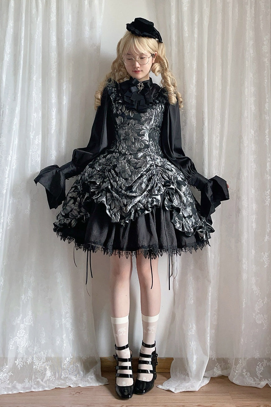Nocturnal Lily Gothic Polka‑dot Lolita JSK - LolitaEra