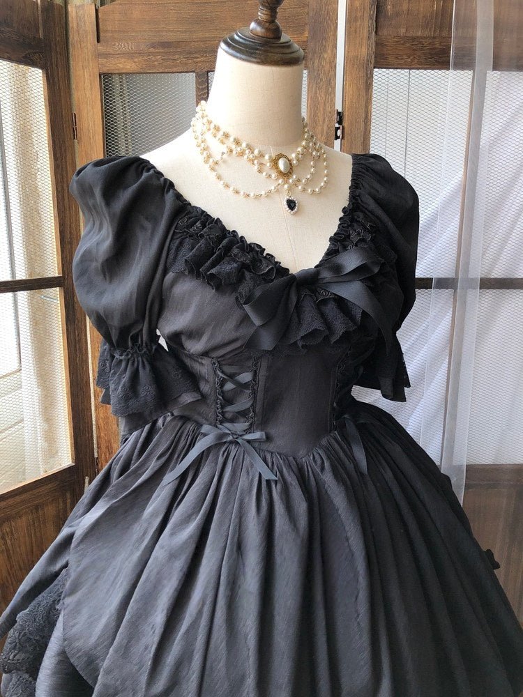 Nyx's Kiss High - Neck Elegant French Lolita Dress - LolitaEraBlackSNyx's Kiss High - Neck Elegant French Lolita Dress