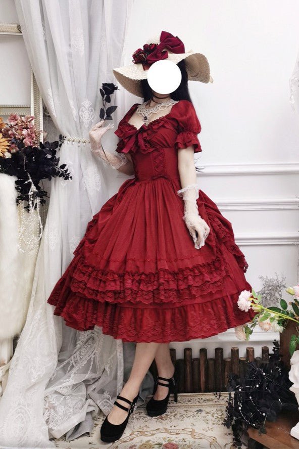 Nyx's Kiss High - Neck Elegant French Lolita Dress - LolitaEraBlackSNyx's Kiss High - Neck Elegant French Lolita Dress