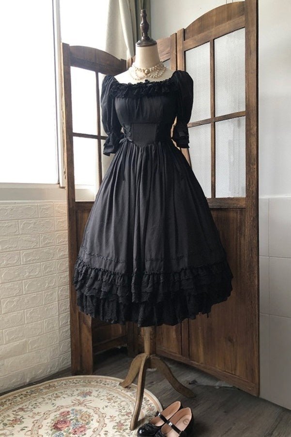 Nyx's Kiss High - Neck Elegant French Lolita Dress - LolitaEraBlackSNyx's Kiss High - Neck Elegant French Lolita Dress