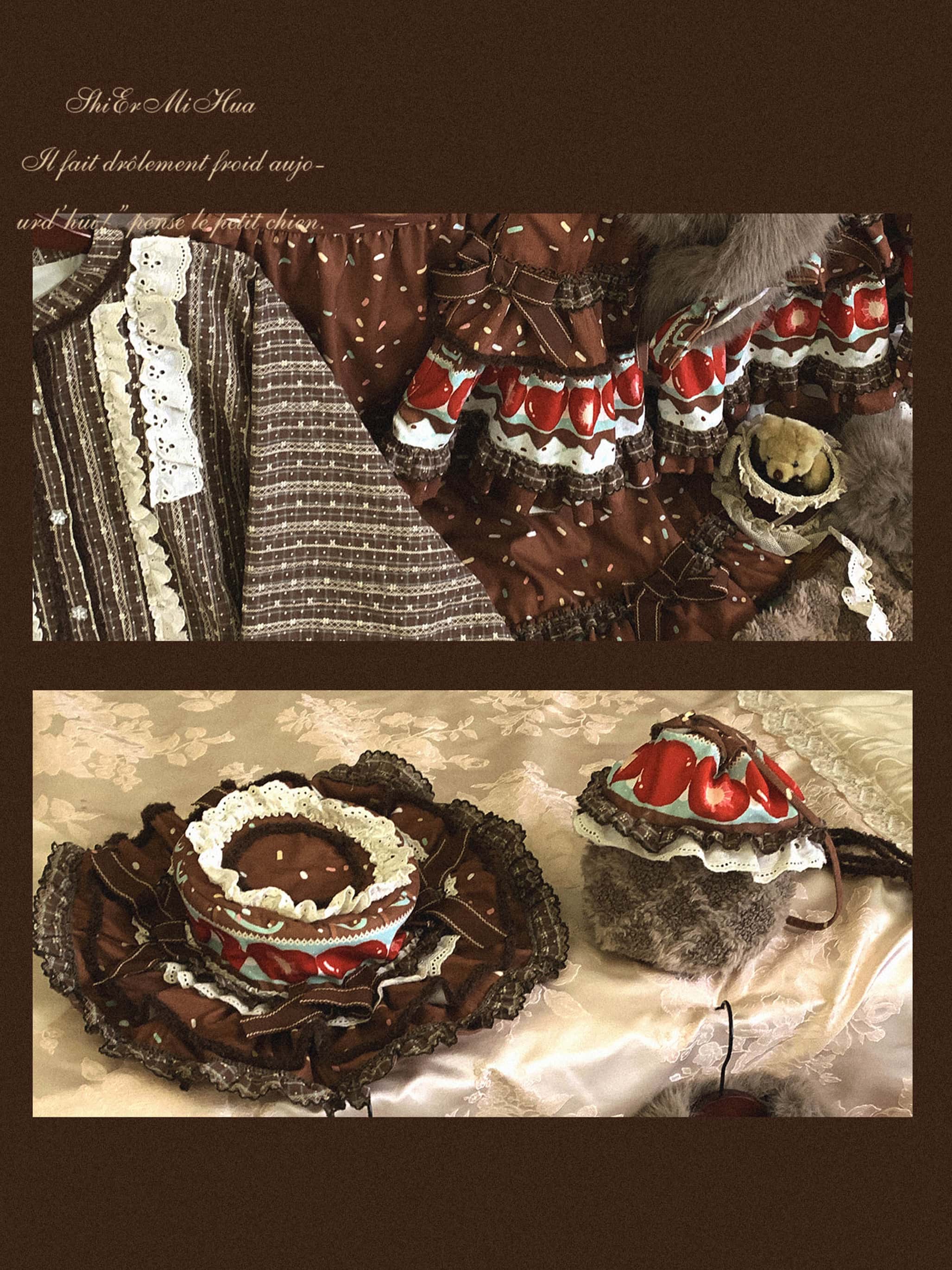 Cherry Mint Chocolate Sweet Lolita Pipa Sleeve Blouse Tiered Skirt Set