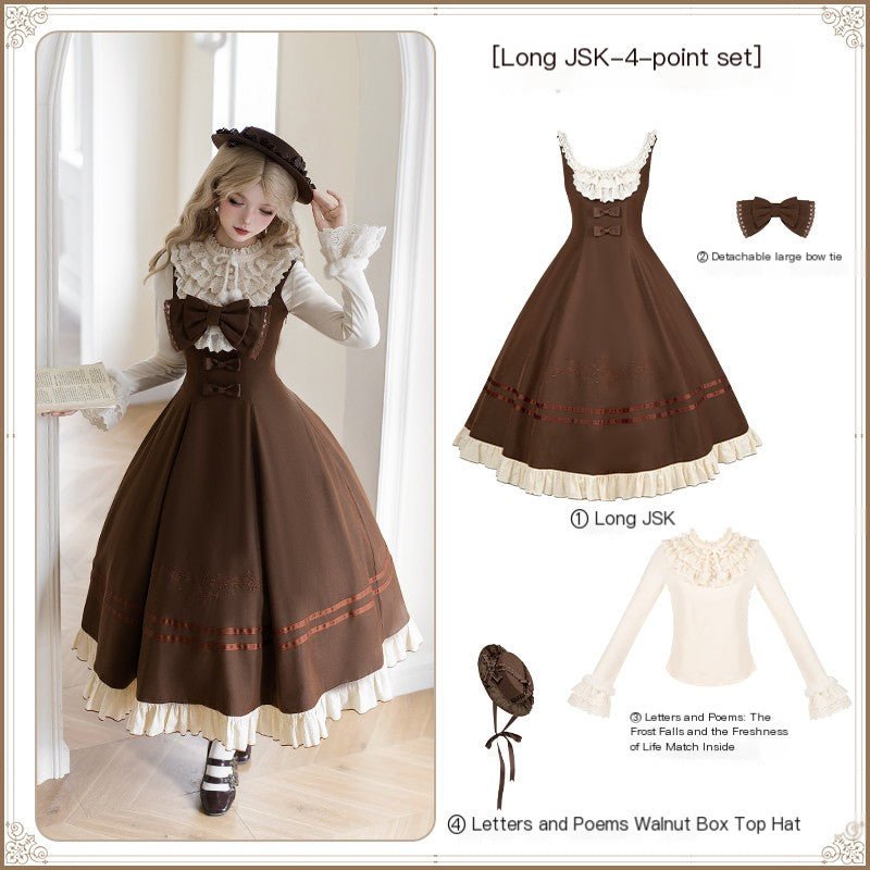 Oak Movement Classic Embroidered JSK Set 1325 - LolitaEraBrownSOak Movement Classic Embroidered JSK Set 1325