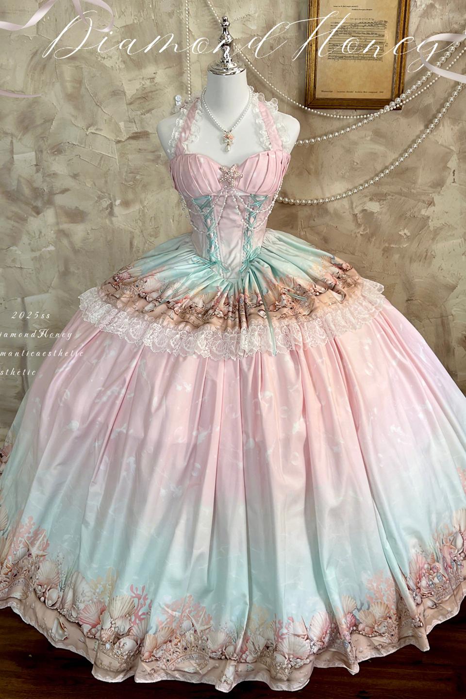 Oceanic Authenticity French Romantic Maxi Dress LE1201 - LolitaEraPinkSOceanic Authenticity French Romantic Maxi Dress LE1201