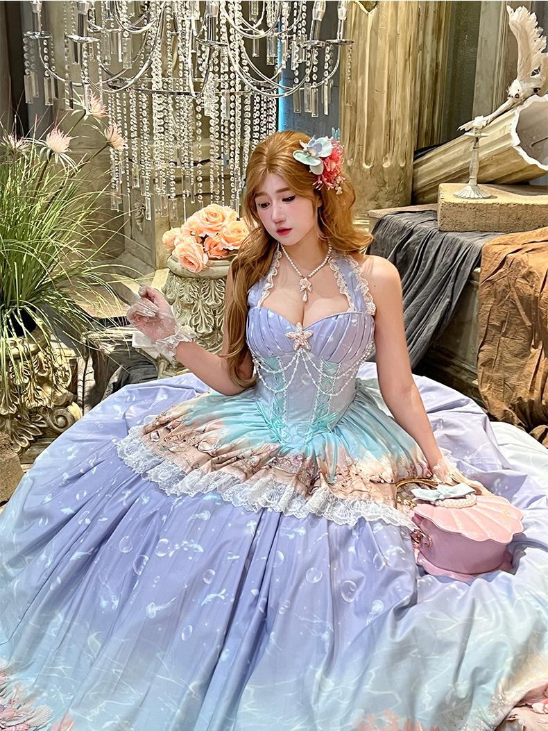 Oceanic Authenticity French Romantic Maxi Dress LE1201 - LolitaEraPinkSOceanic Authenticity French Romantic Maxi Dress LE1201