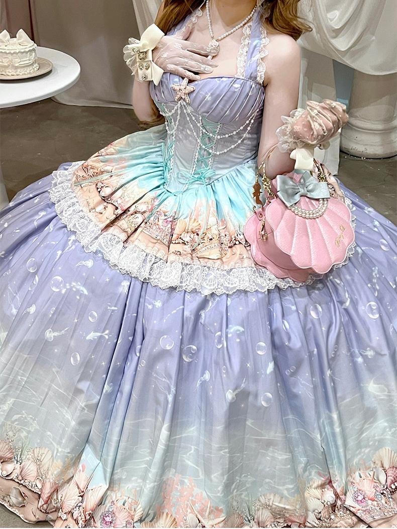 Oceanic Authenticity French Romantic Maxi Dress LE1201 - LolitaEraPinkSOceanic Authenticity French Romantic Maxi Dress LE1201