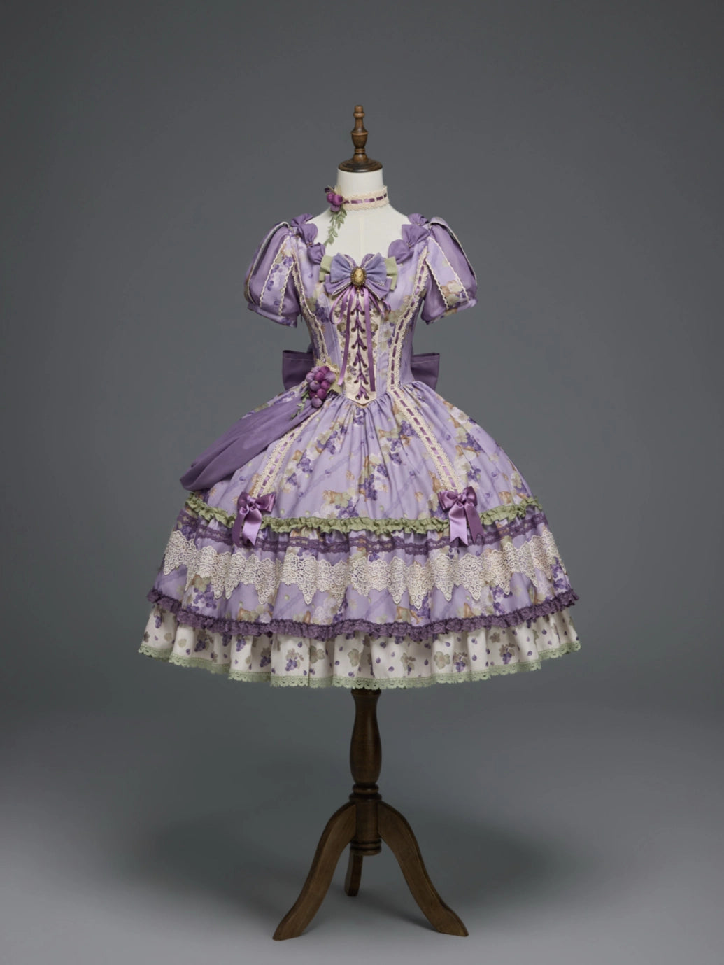 Merlot Maiden Manor Elegant Grape Print Lolita OP Dress Set