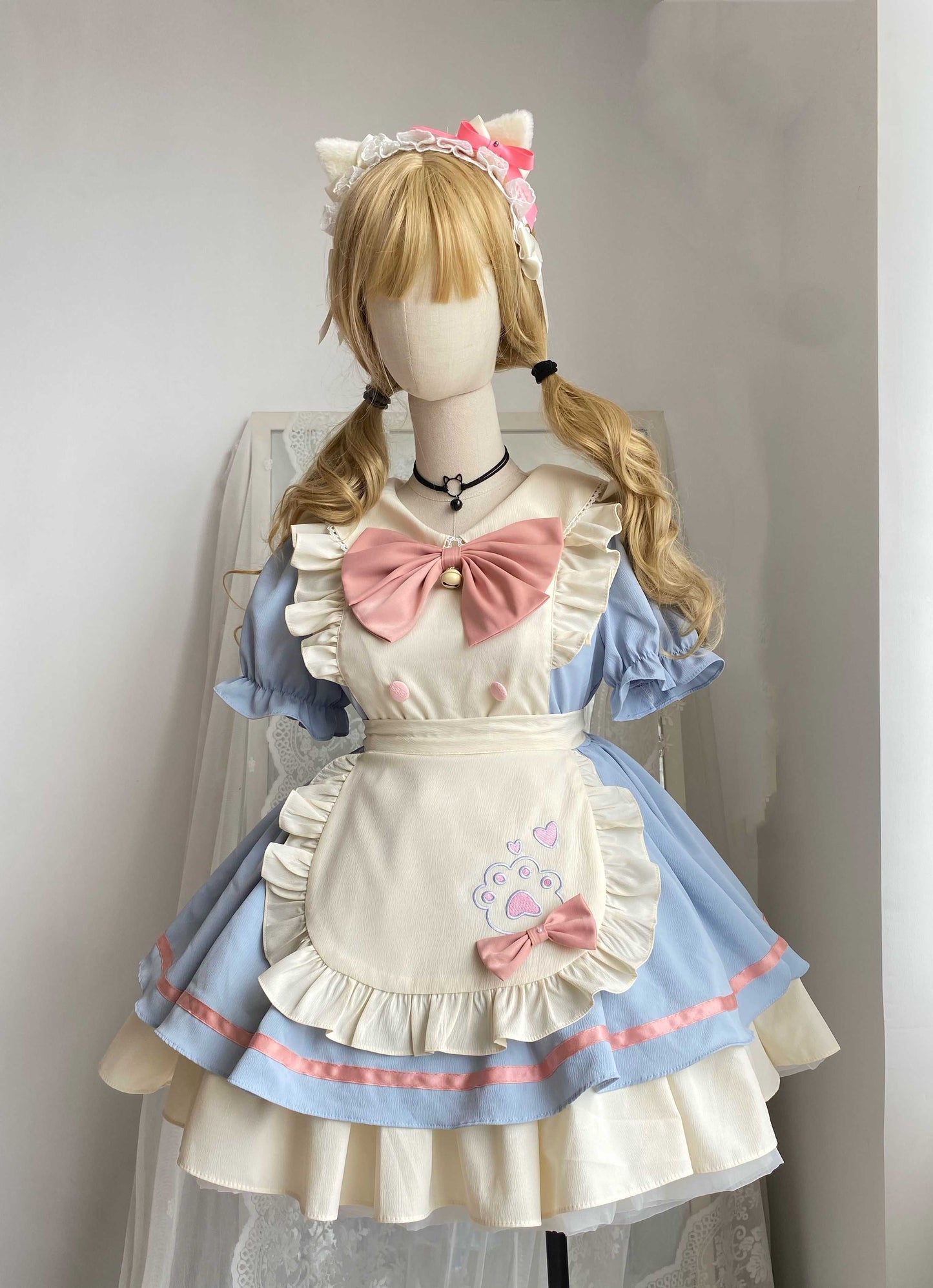 Lolita Kawaii Puppy Print OP Maid Dress LE1043