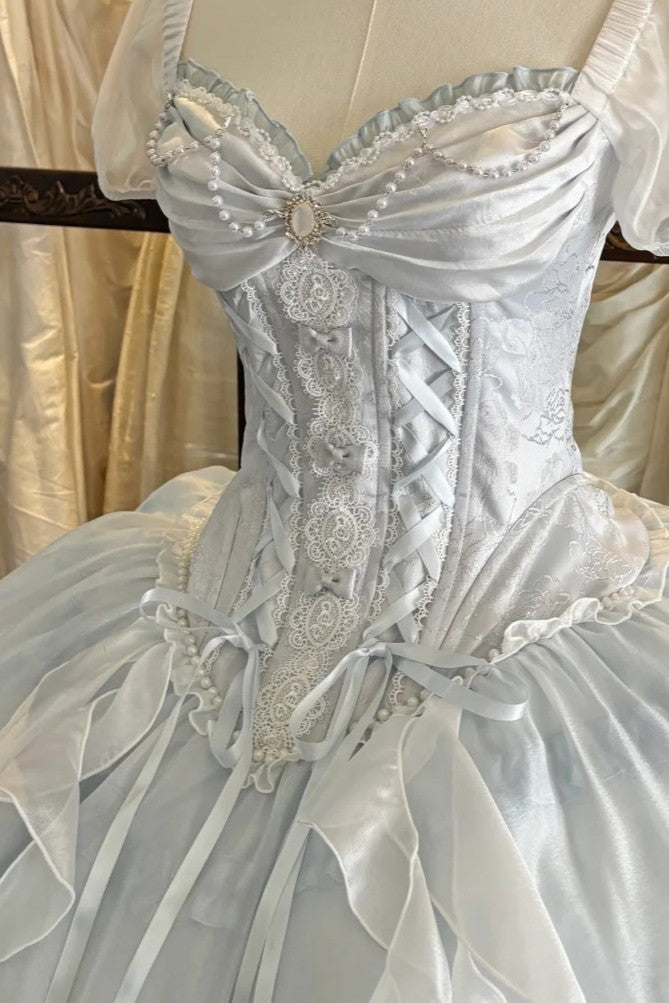 Ocean Series Sky Blue Fish Bone Lolita OP Set