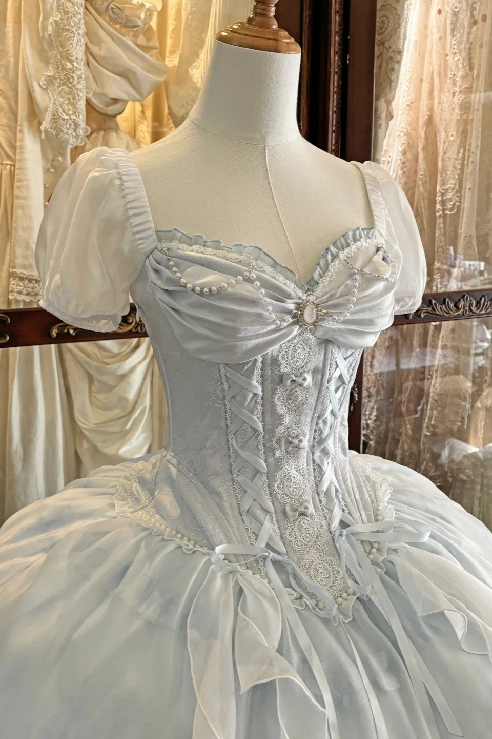 Ocean Series Sky Blue Fish Bone Lolita OP Set