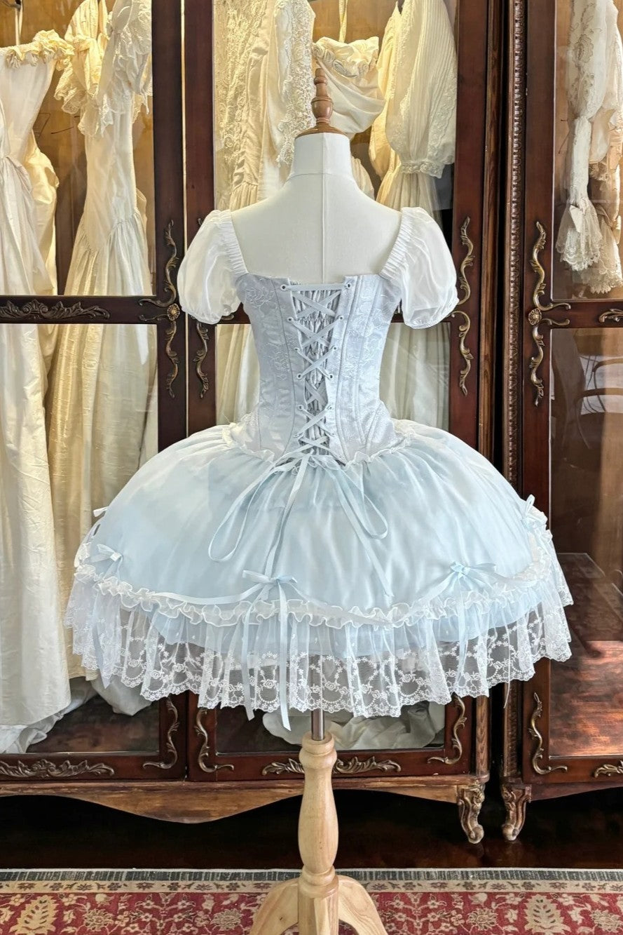 Ocean Series Sky Blue Fish Bone Lolita OP Set