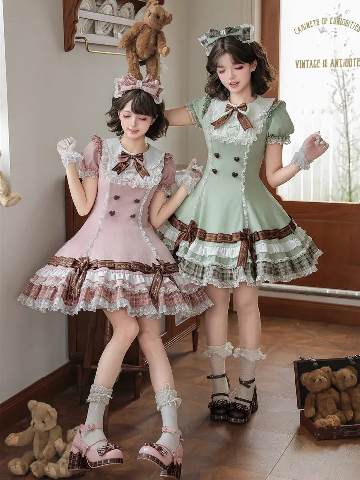 【Dear Dolls】Xiongzhi's Original Cocoa Mousse Girl Lolita Waist-Cinching Cake Skirt Dress