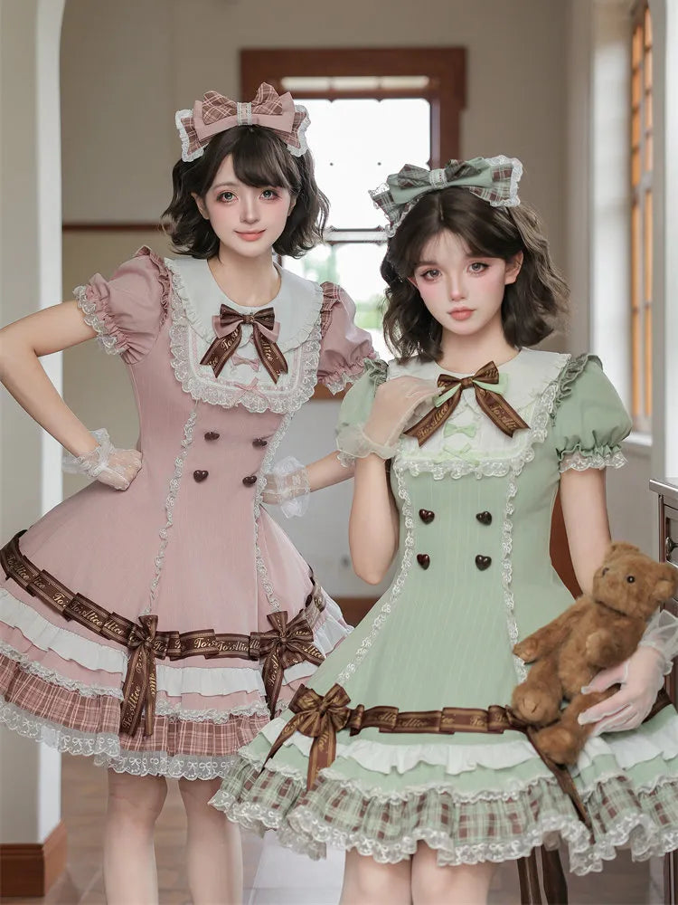 【Dear Dolls】Xiongzhi's Original Cocoa Mousse Girl Lolita Waist-Cinching Cake Skirt Dress