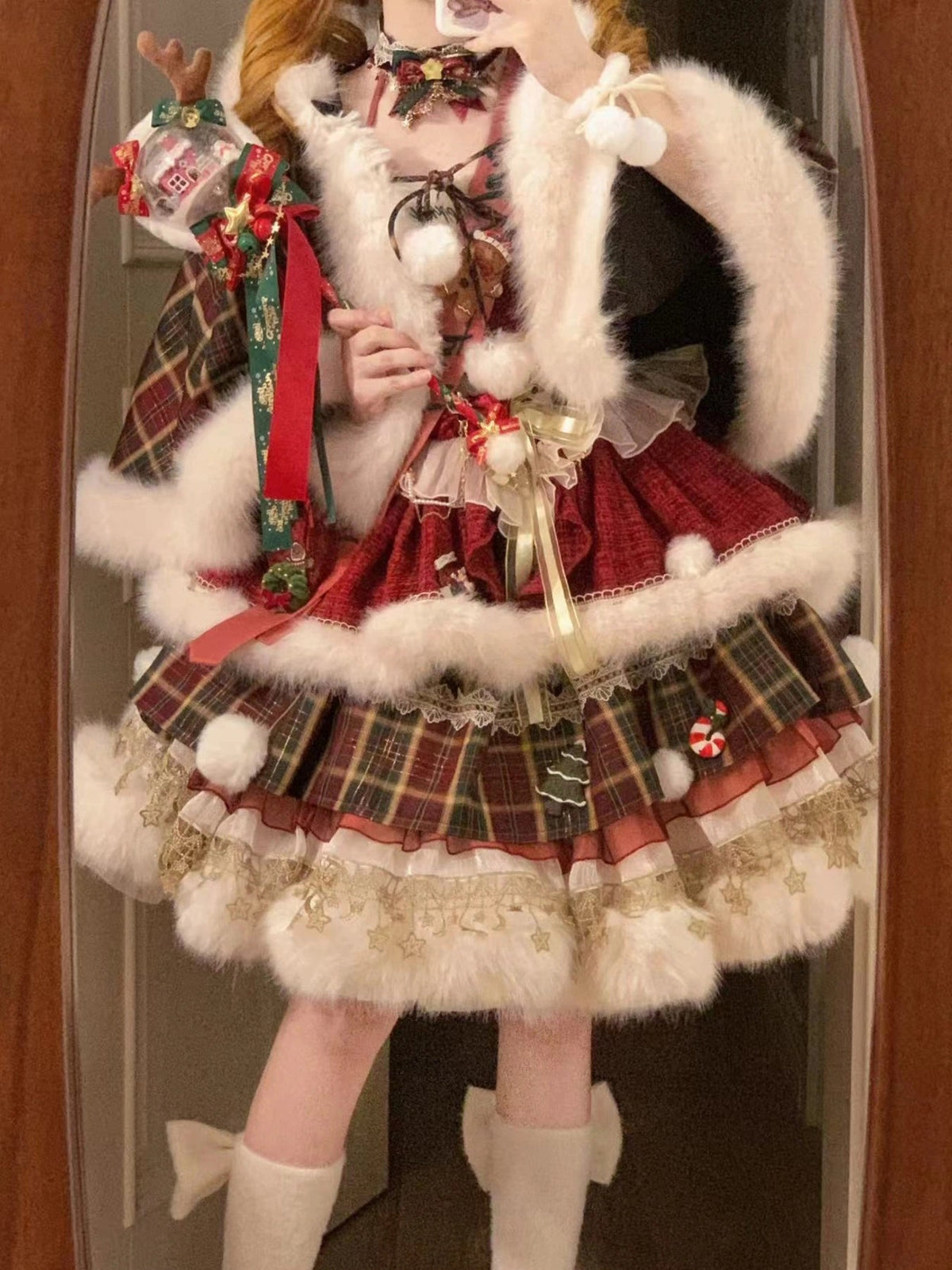 Passionate Snow Night Christmas Style Lolita Dress & Cape Set - LolitaEra