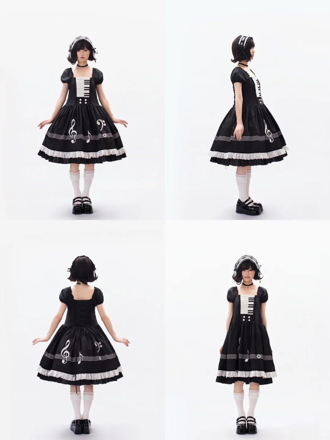 Piano Letter Vintage Music Note Lolita OP Dress - LolitaEra