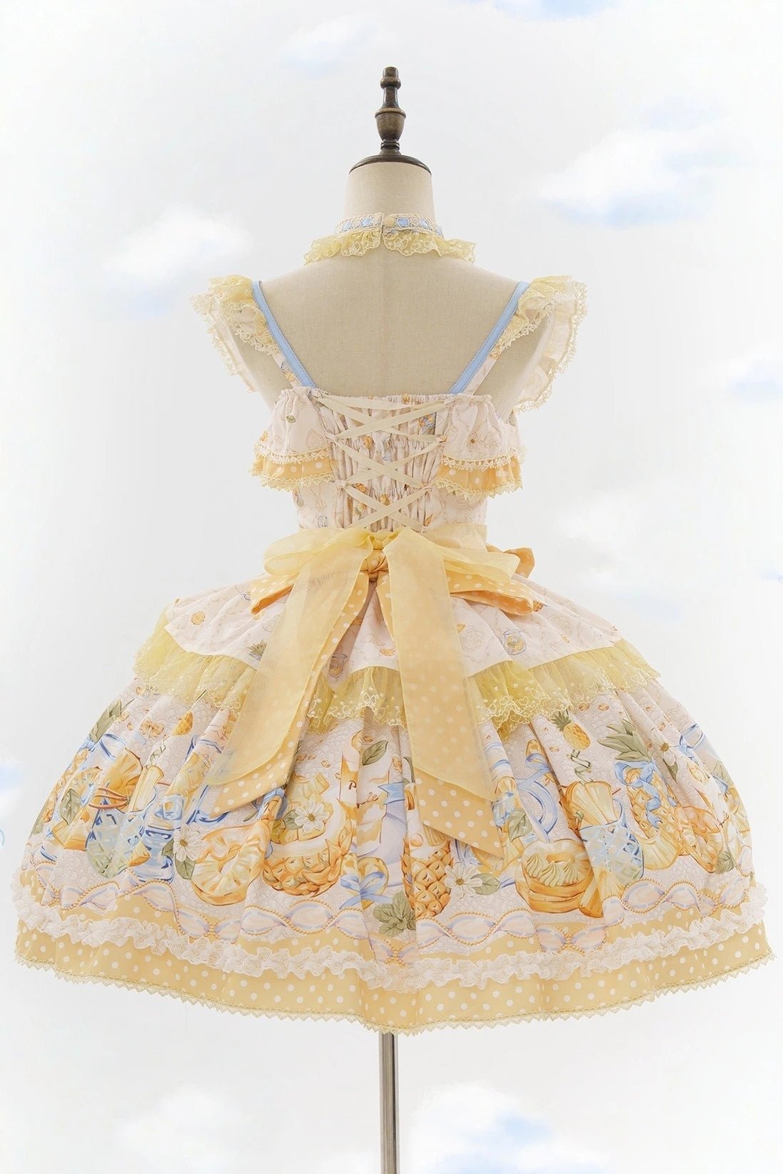 Pineapple Soda Sweet Yellow Pineapple Print Lolita JSK - LolitaEra