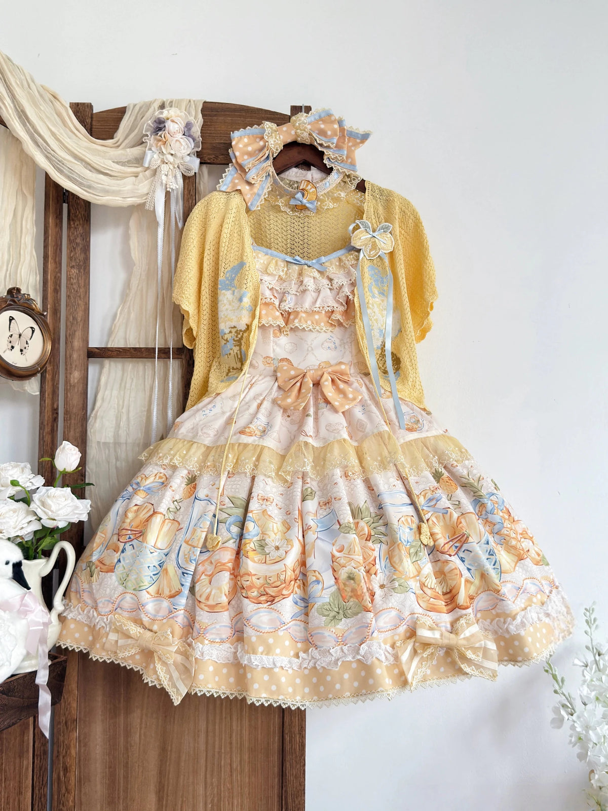 Pineapple Soda Sweet Yellow Pineapple Print Lolita JSK - LolitaEra
