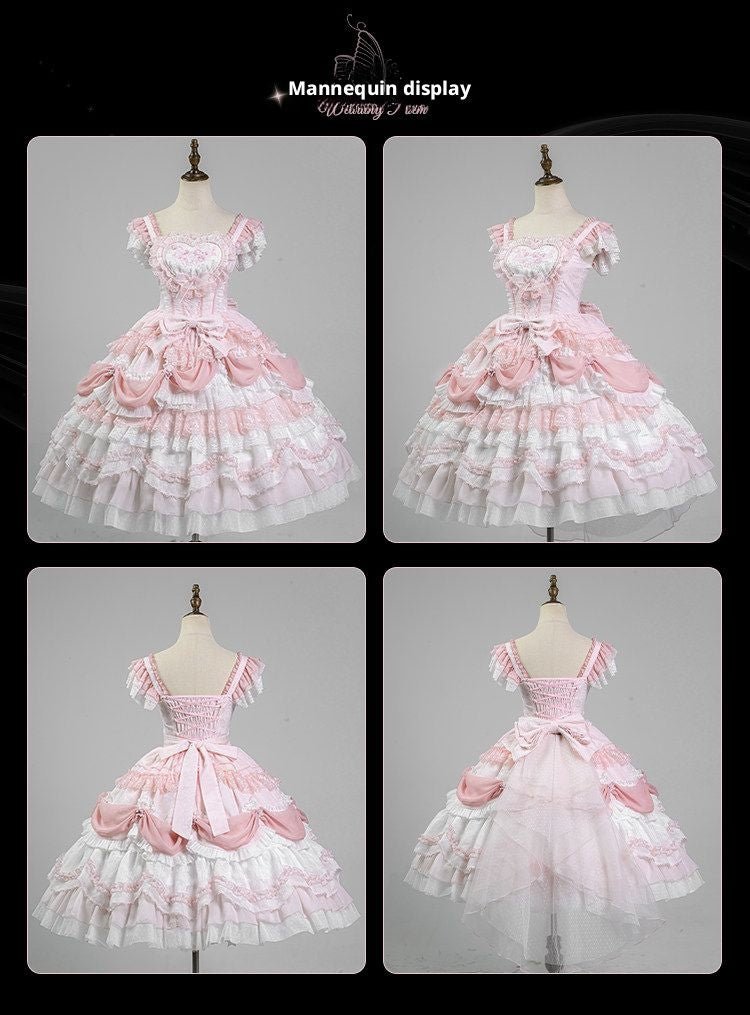 Pink Satin Bride Poem Pink Wedding Lolita JSK - LolitaEraPink SetSPink Satin Bride Poem Pink Wedding Lolita JSK