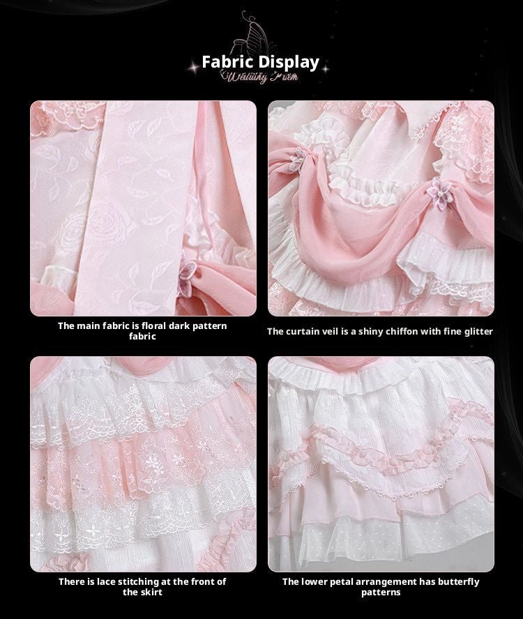 Pink Satin Bride Poem Pink Wedding Lolita JSK - LolitaEraPink SetSPink Satin Bride Poem Pink Wedding Lolita JSK