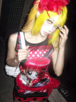 Polka - dot Alice Soft Subculture Tank Dress - LolitaEraRedOne sizePolka - dot Alice Soft Subculture Tank Dress