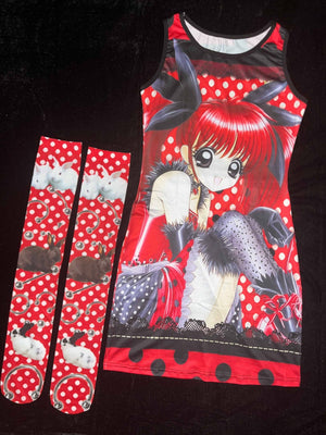 Polka - dot Alice Soft Subculture Tank Dress - LolitaEraRedOne sizePolka - dot Alice Soft Subculture Tank Dress