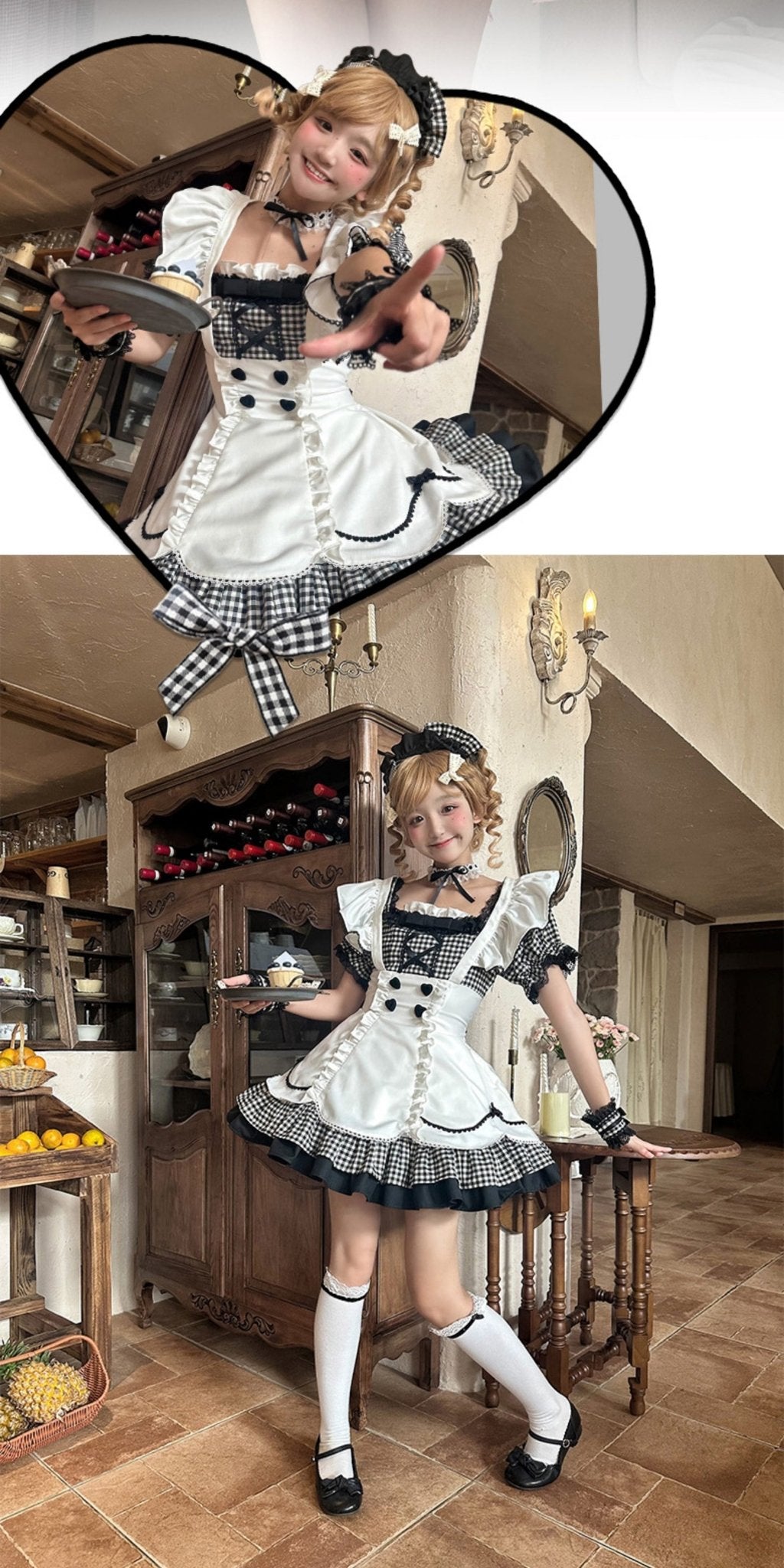 PomPom Bubble Cute Maid Style Lolita Dress - LolitaEraBlack OPSPomPom Bubble Cute Maid Style Lolita Dress