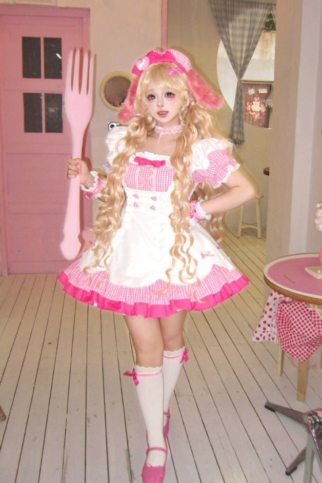 PomPom Bubble Cute Maid Style Lolita Dress - LolitaEraBlack OPSPomPom Bubble Cute Maid Style Lolita Dress