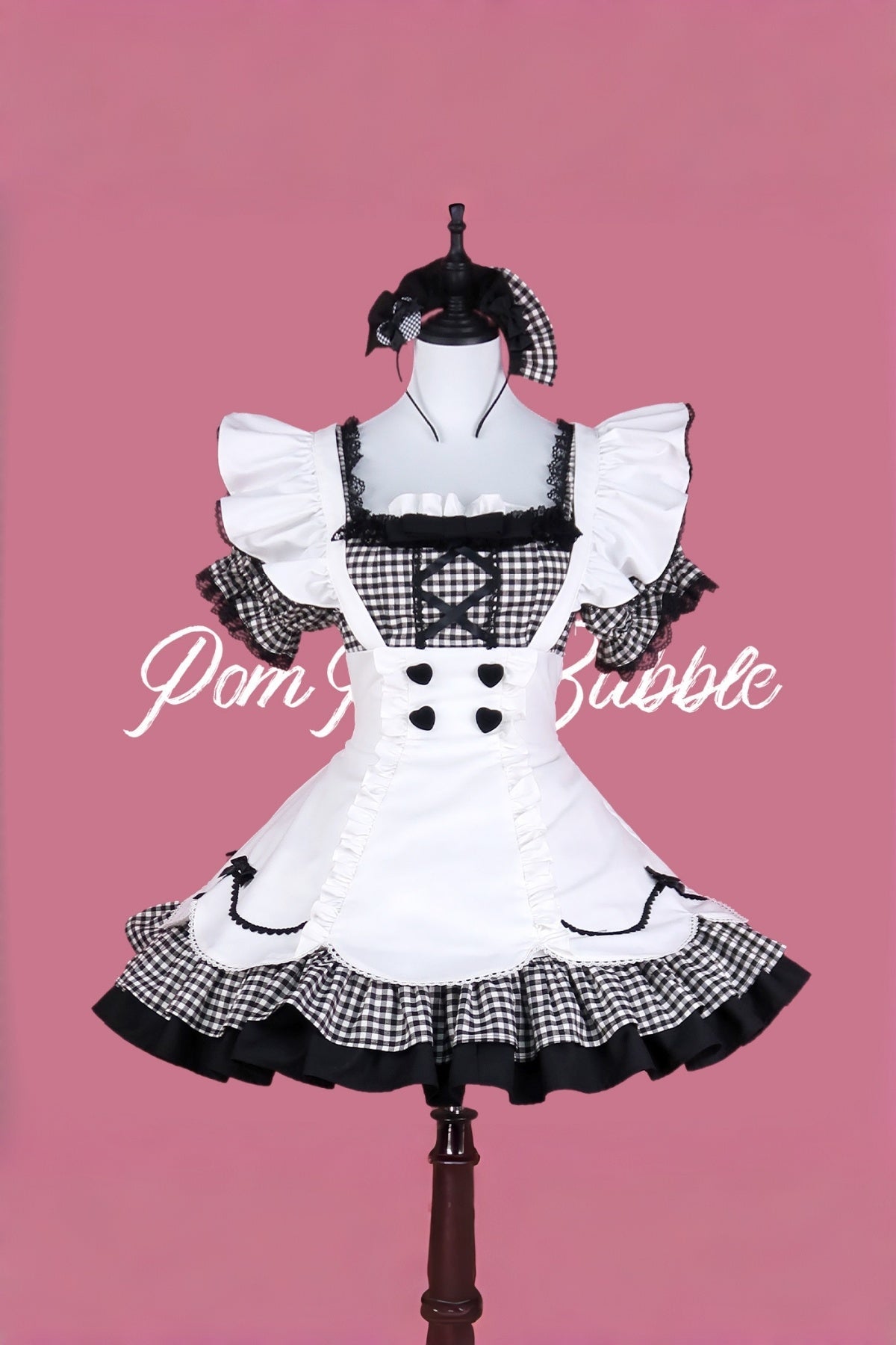 PomPom Bubble Cute Maid Style Lolita Dress - LolitaEraBlack OPSPomPom Bubble Cute Maid Style Lolita Dress