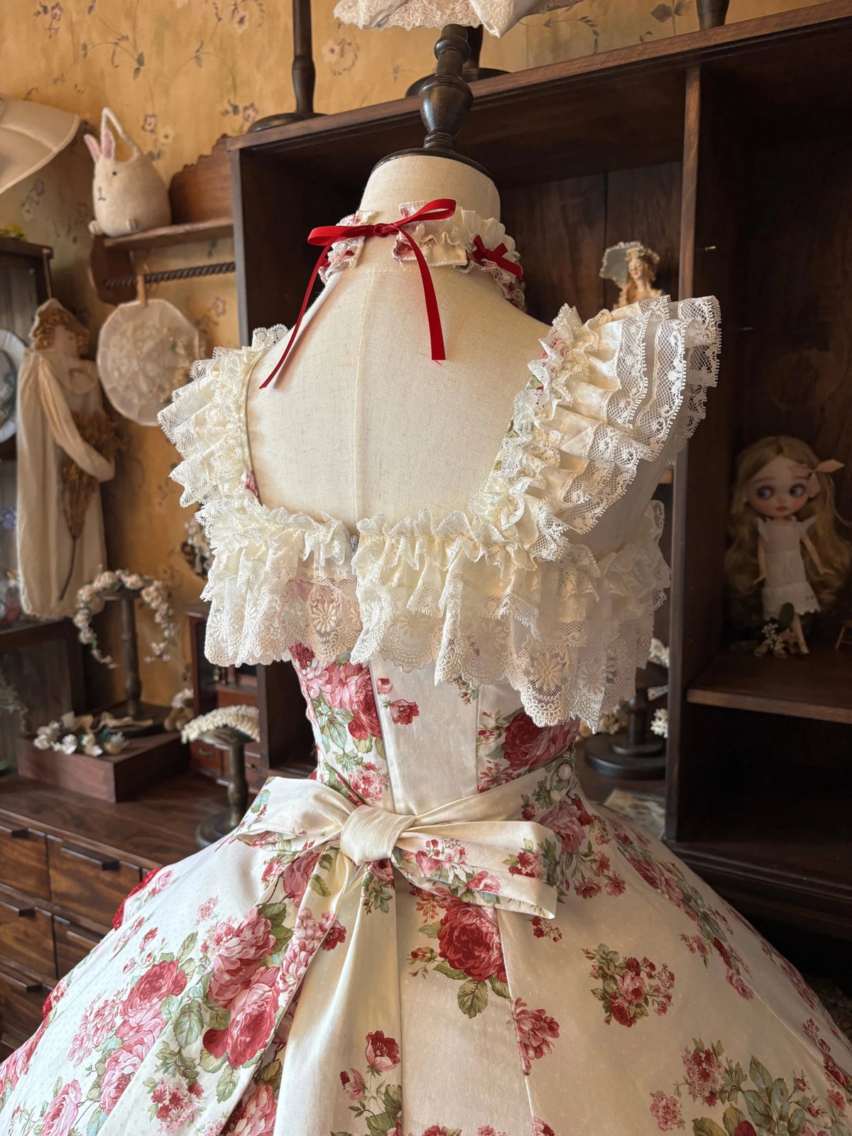 Porcelain Rose Lolita Floral Print Vintage JSK Dress - LolitaEra