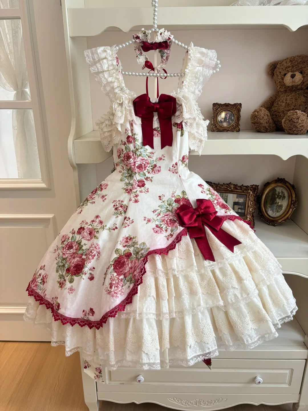 Porcelain Rose Lolita Floral Print Vintage JSK Dress - LolitaEra