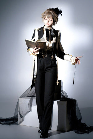 Prayer Prince Gothic Elegant Set - LolitaEraShirt + Coat + Pants(Set Special Offer)SBlackPrayer Prince Gothic Elegant Set
