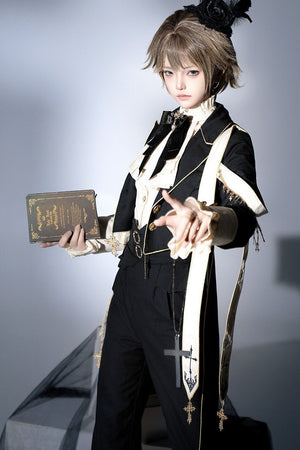 Prayer Prince Gothic Elegant Set - LolitaEraShirt + Coat + Pants(Set Special Offer)SBlackPrayer Prince Gothic Elegant Set