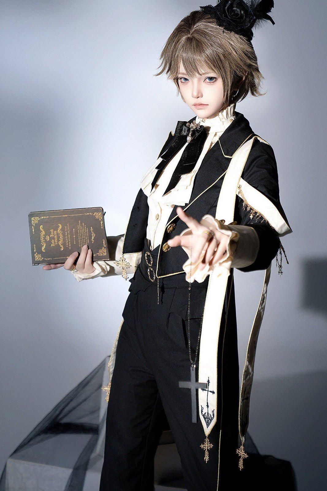 Prayer Prince Gothic Elegant Set - LolitaEraShirt + Coat + Pants(Set Special Offer)SBlackPrayer Prince Gothic Elegant Set