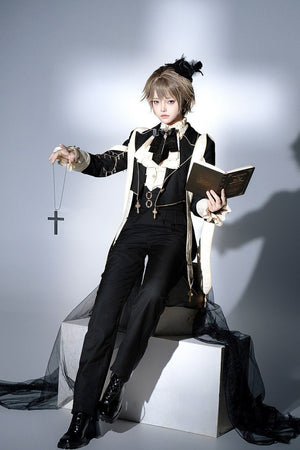 Prayer Prince Gothic Elegant Set - LolitaEraShirt + Coat + Pants(Set Special Offer)SBlackPrayer Prince Gothic Elegant Set